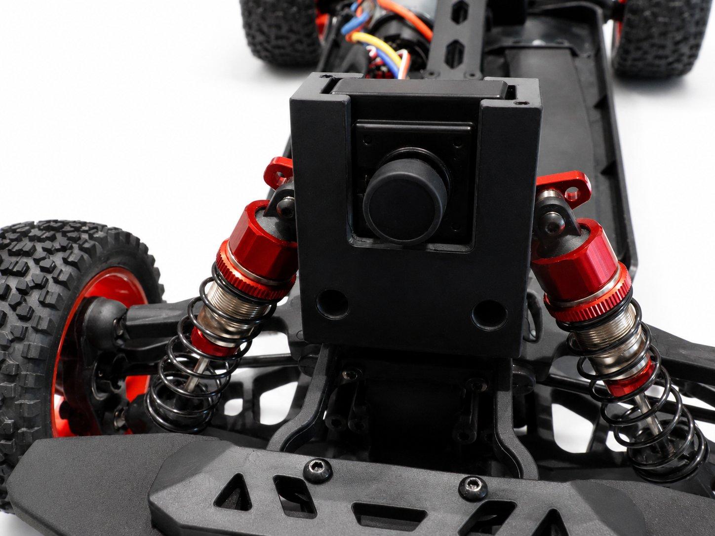 The camera box mounted in its bracket with the lens facing forward