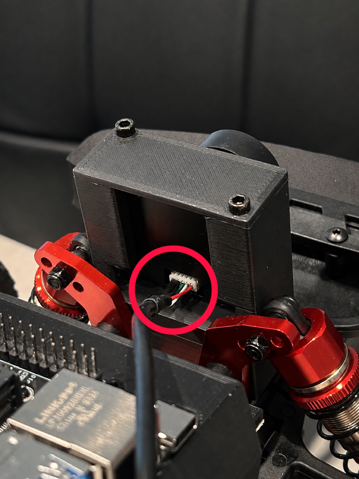 Click to enlarge The JST connector plugged into the back of the camera