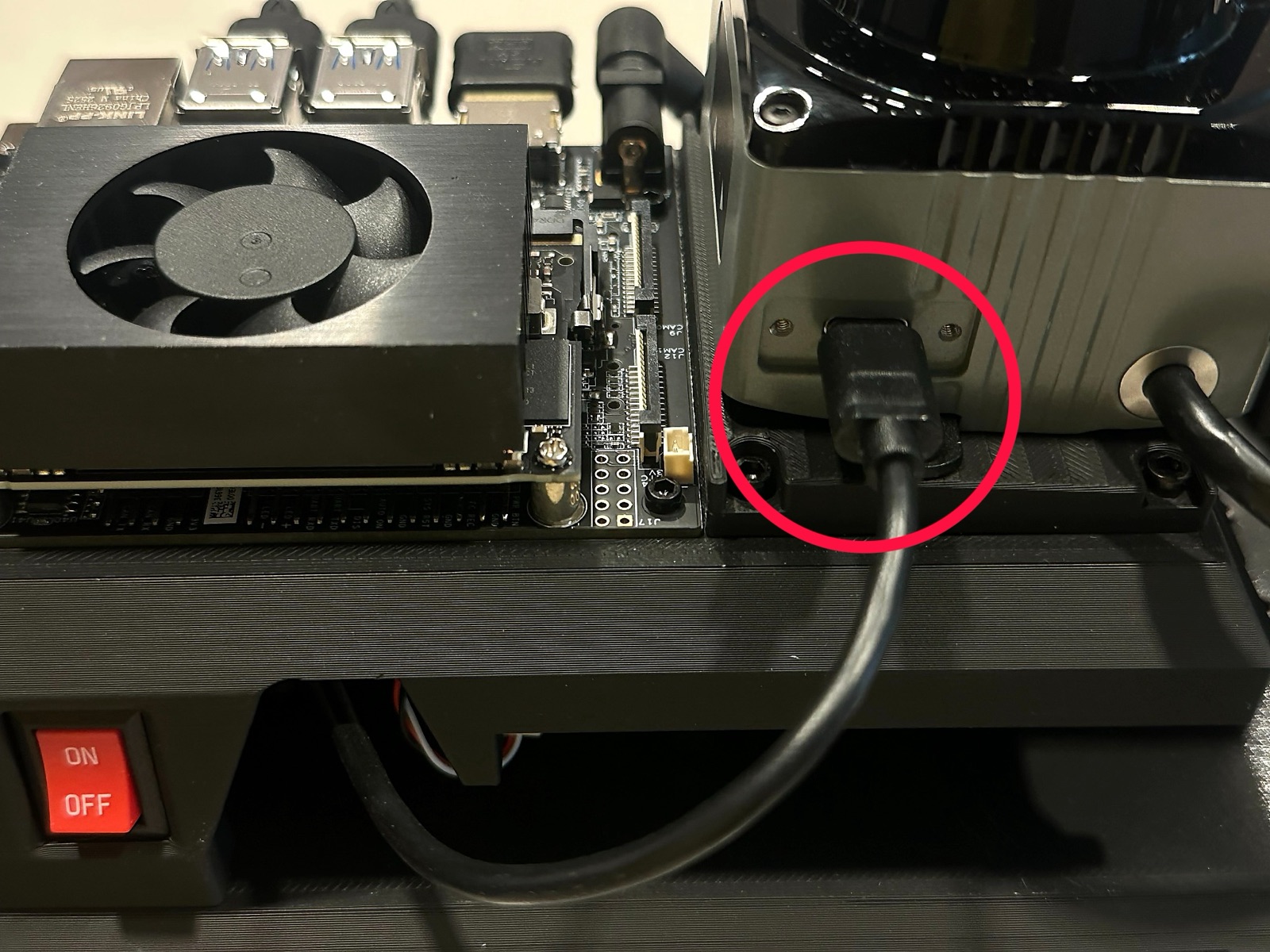 Click to enlarge The longer USB-C cable plugged into the base of the LiDAR